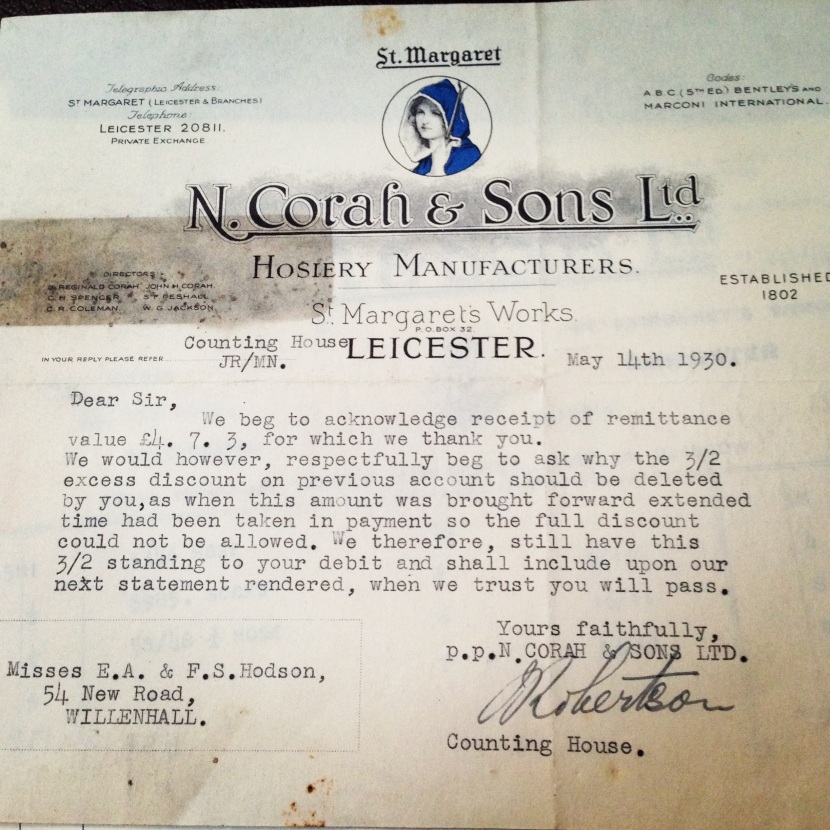 N.Corah Leicester Letter
